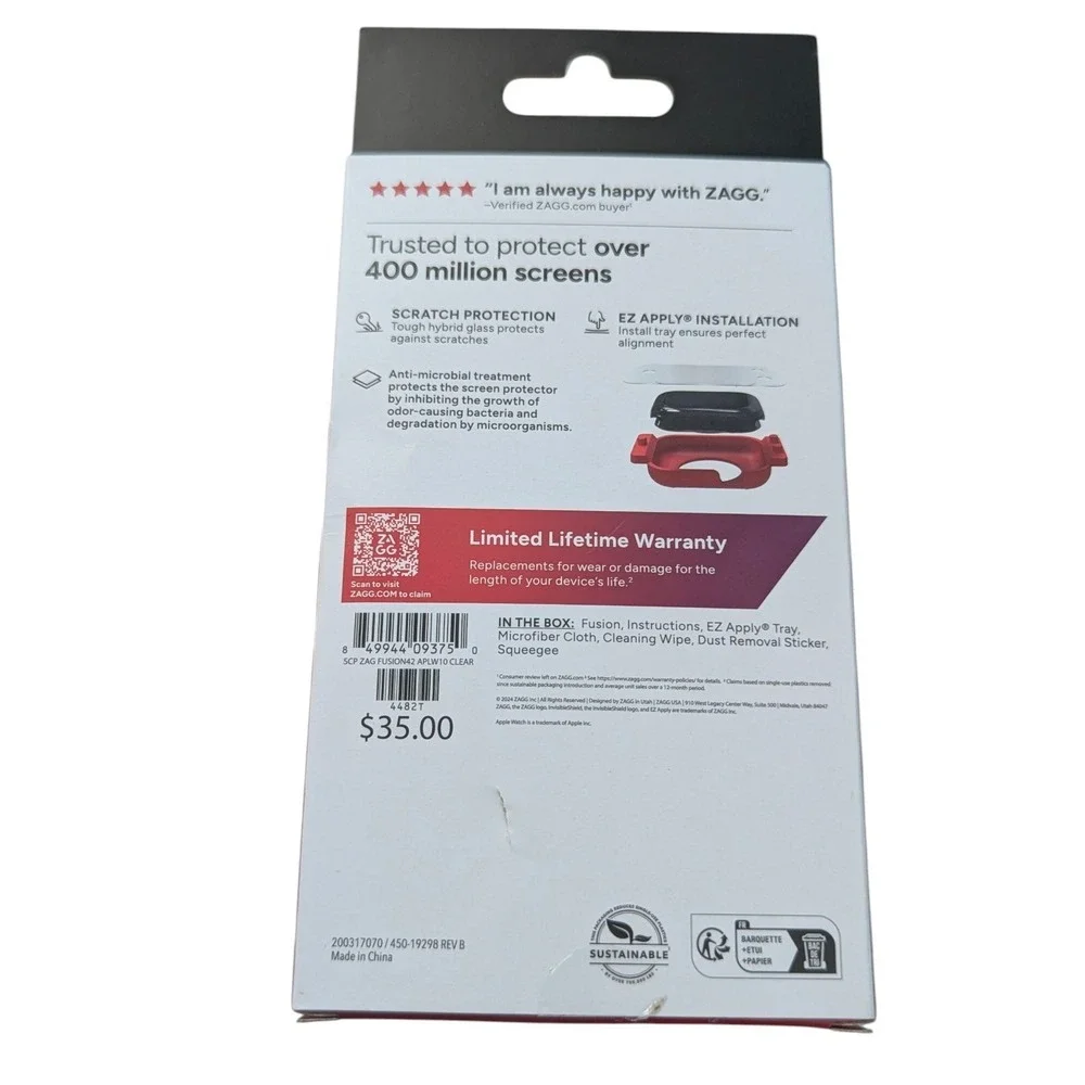 U7-O‎ Zagg invisible shield Screen Protector - Apple Watch Series 10 (42mm)